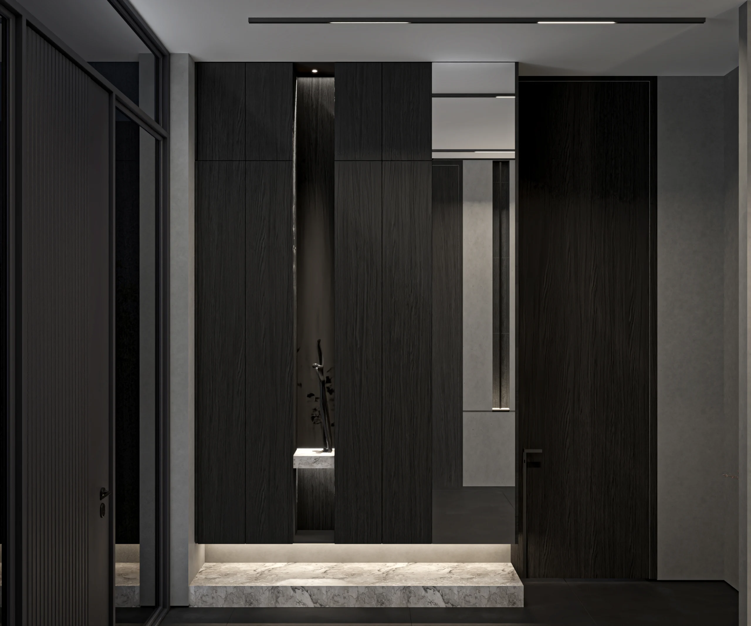 MBR Kitchen Space Bedroom Living Space Luxury Kitchen interior design complete build harooni design UAE - Dubai
