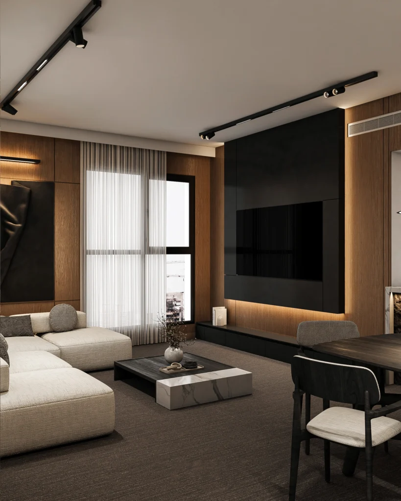 Living Area Living Space furnish and fit out harooni design Dubai. UAE
