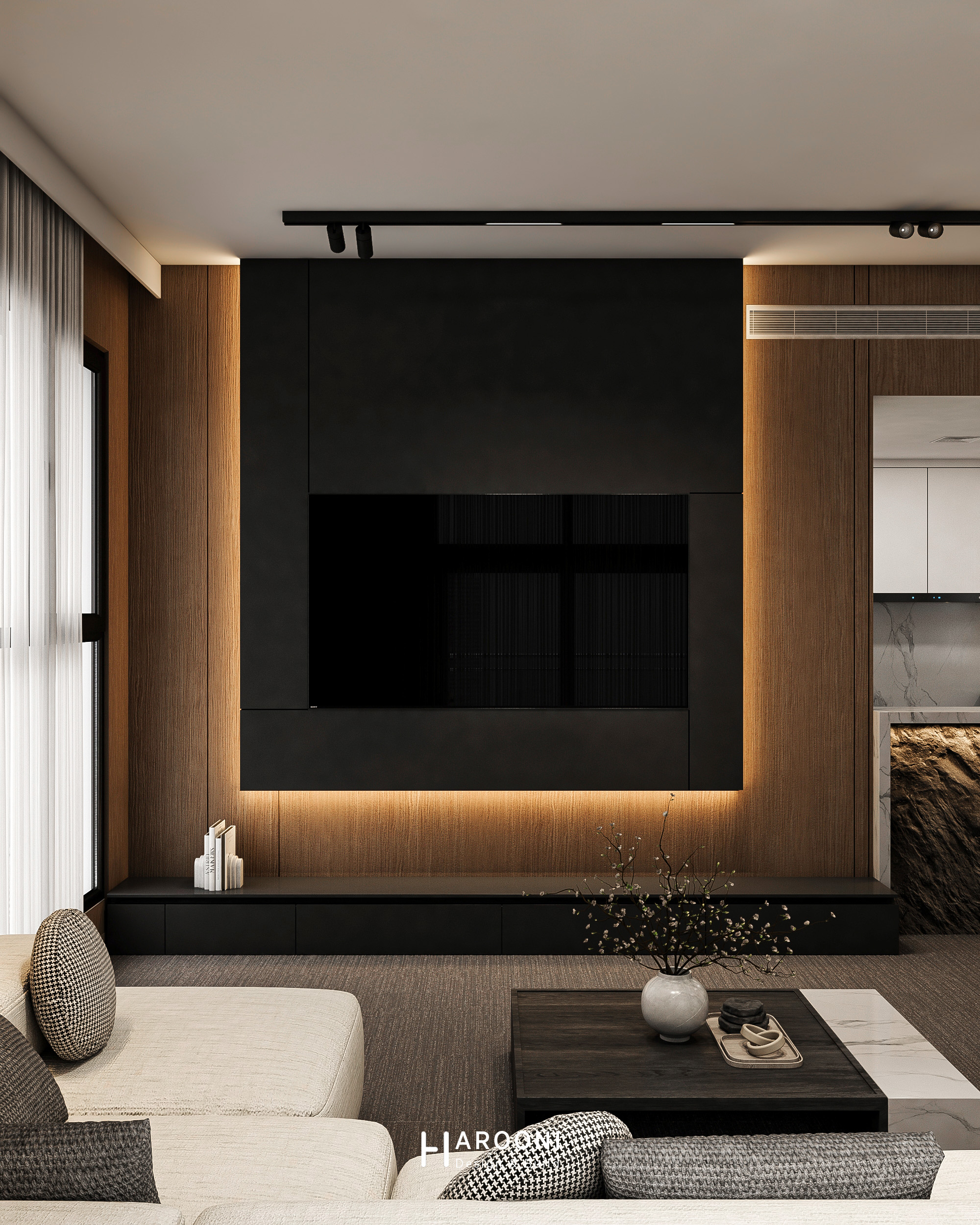 Living Area Living Space furnish and fit out harooni design Dubai. UAE