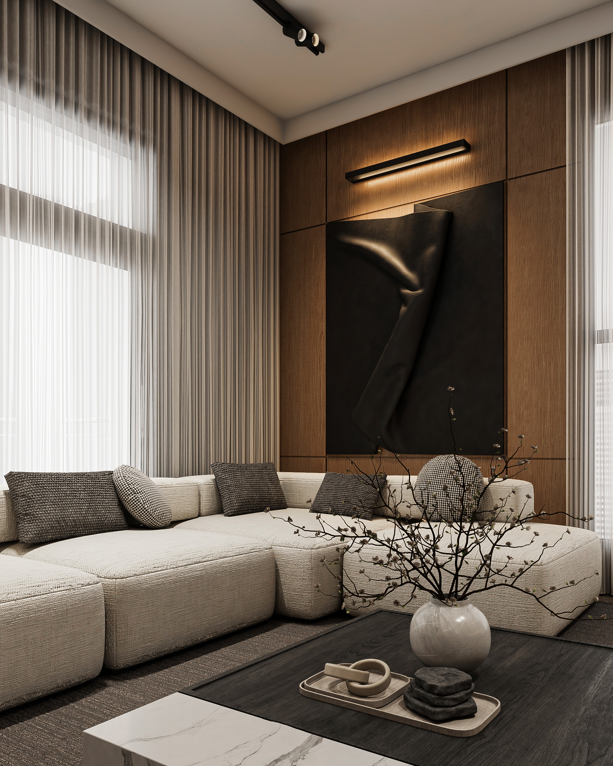 Living Area Living Space furnish and fit out harooni design Dubai. UAE