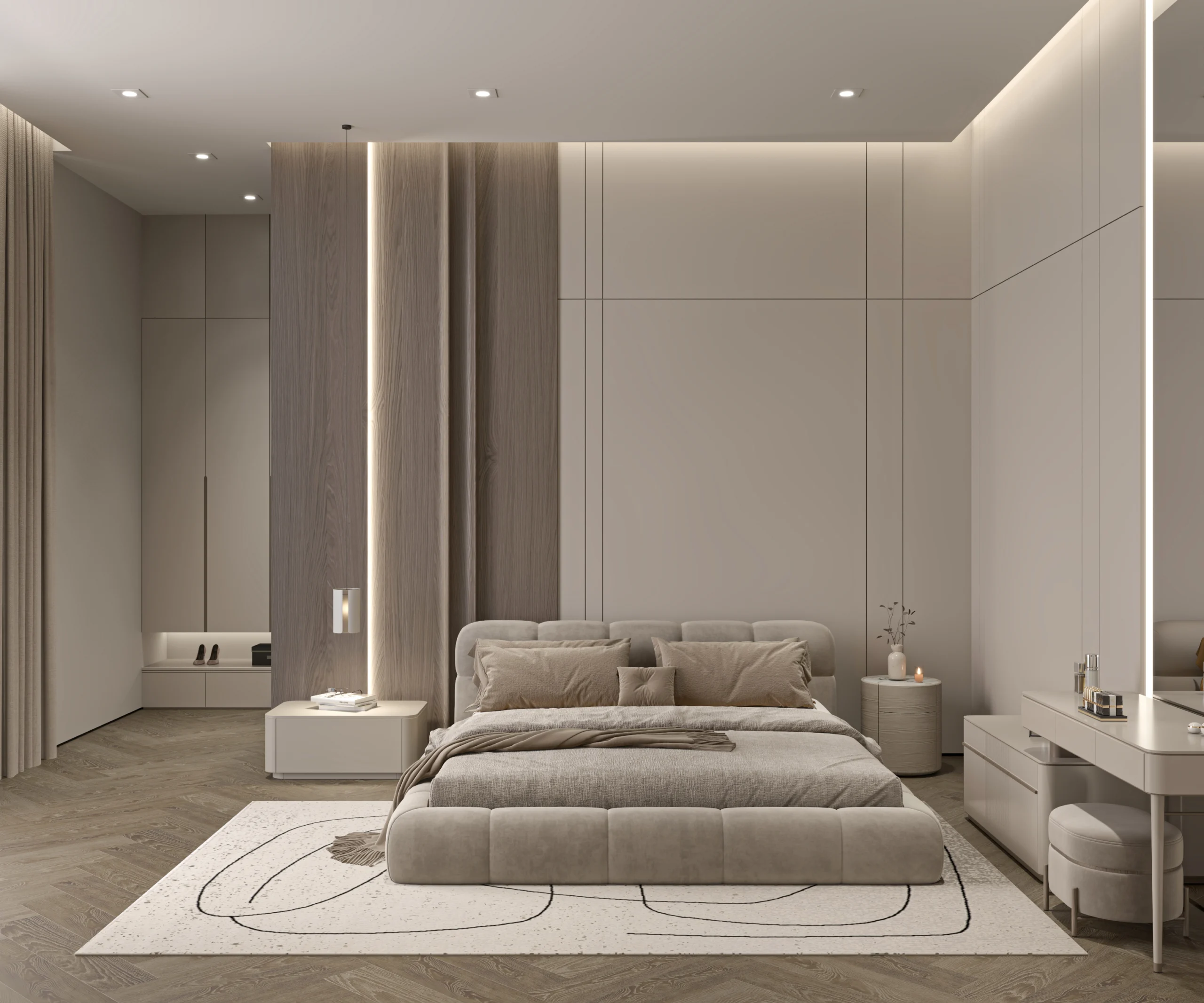 MBR Kitchen Space Bedroom Living Space Luxury Kitchen interior design complete build harooni design UAE - Dubai