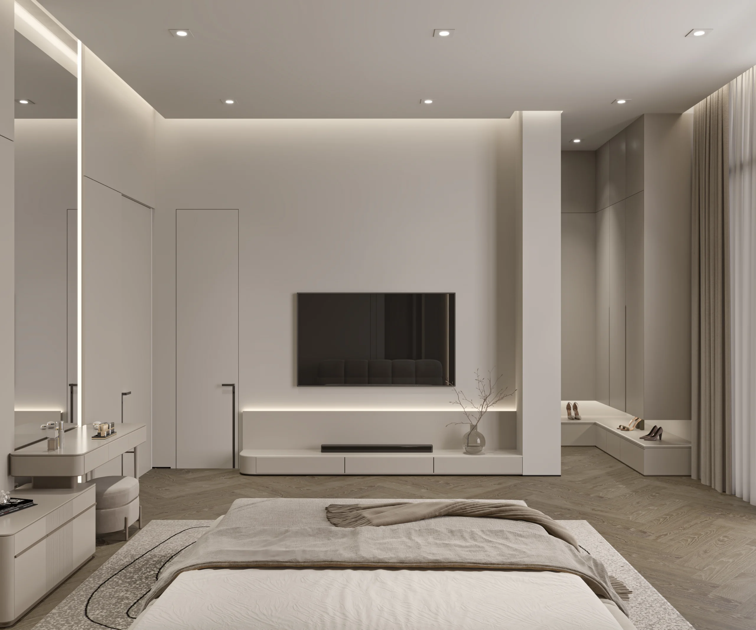 MBR Kitchen Space Bedroom Living Space Luxury Kitchen interior design complete build harooni design UAE - Dubai