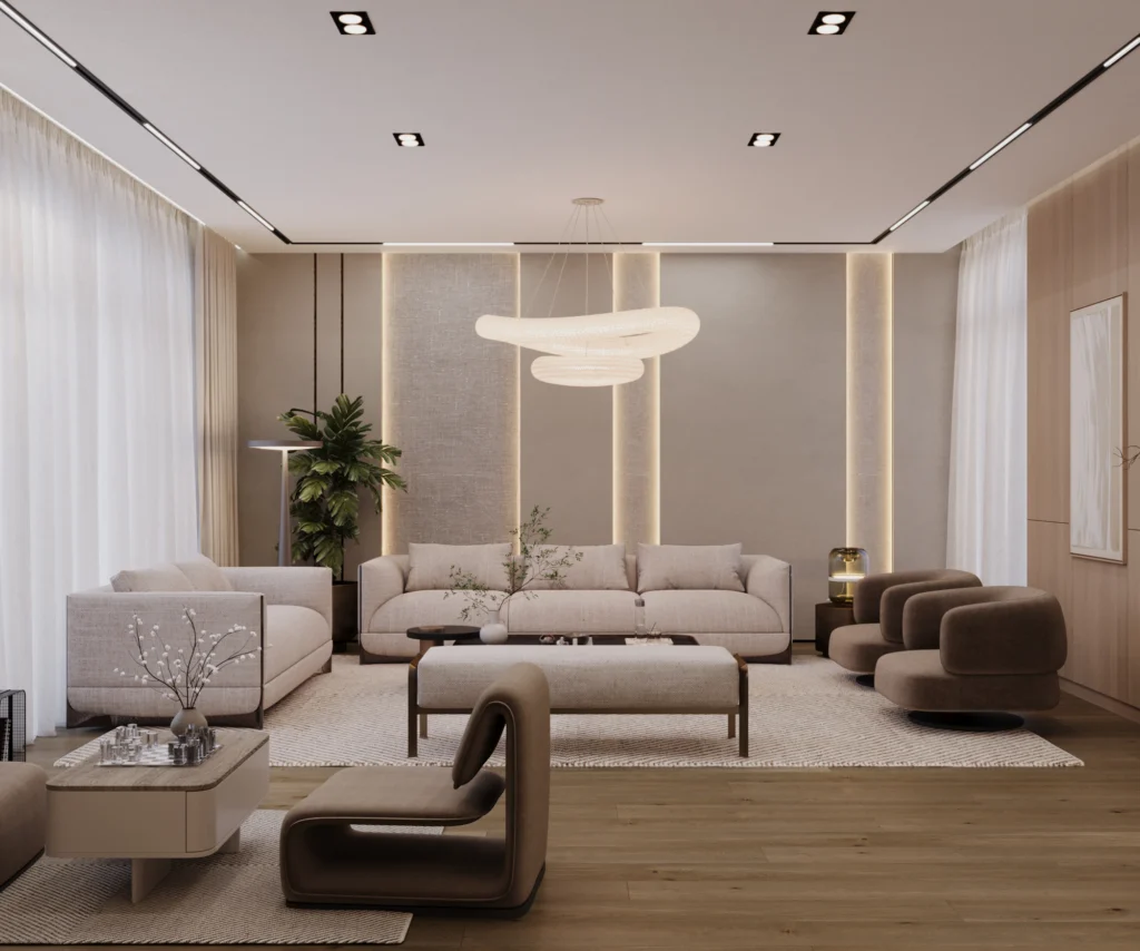 Living Area Living Space furnish and fit out harooni design Dubai. UAE