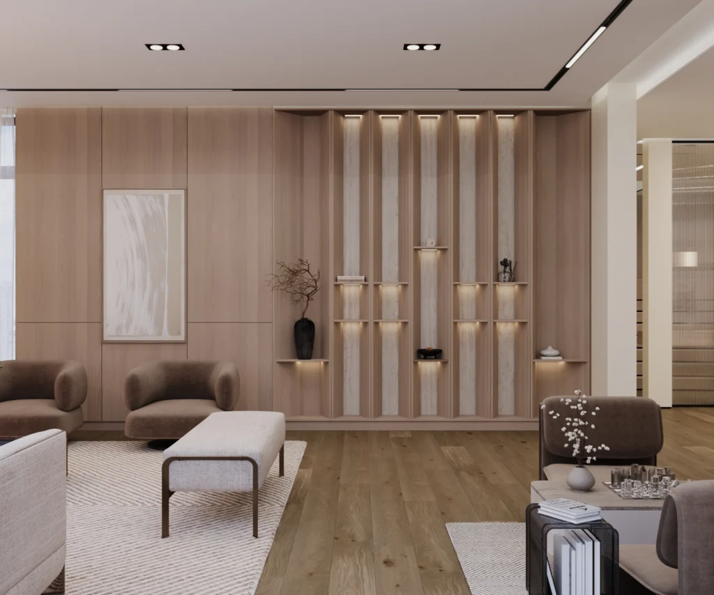 Living Area Living Space furnish and fit out harooni design Dubai. UAE