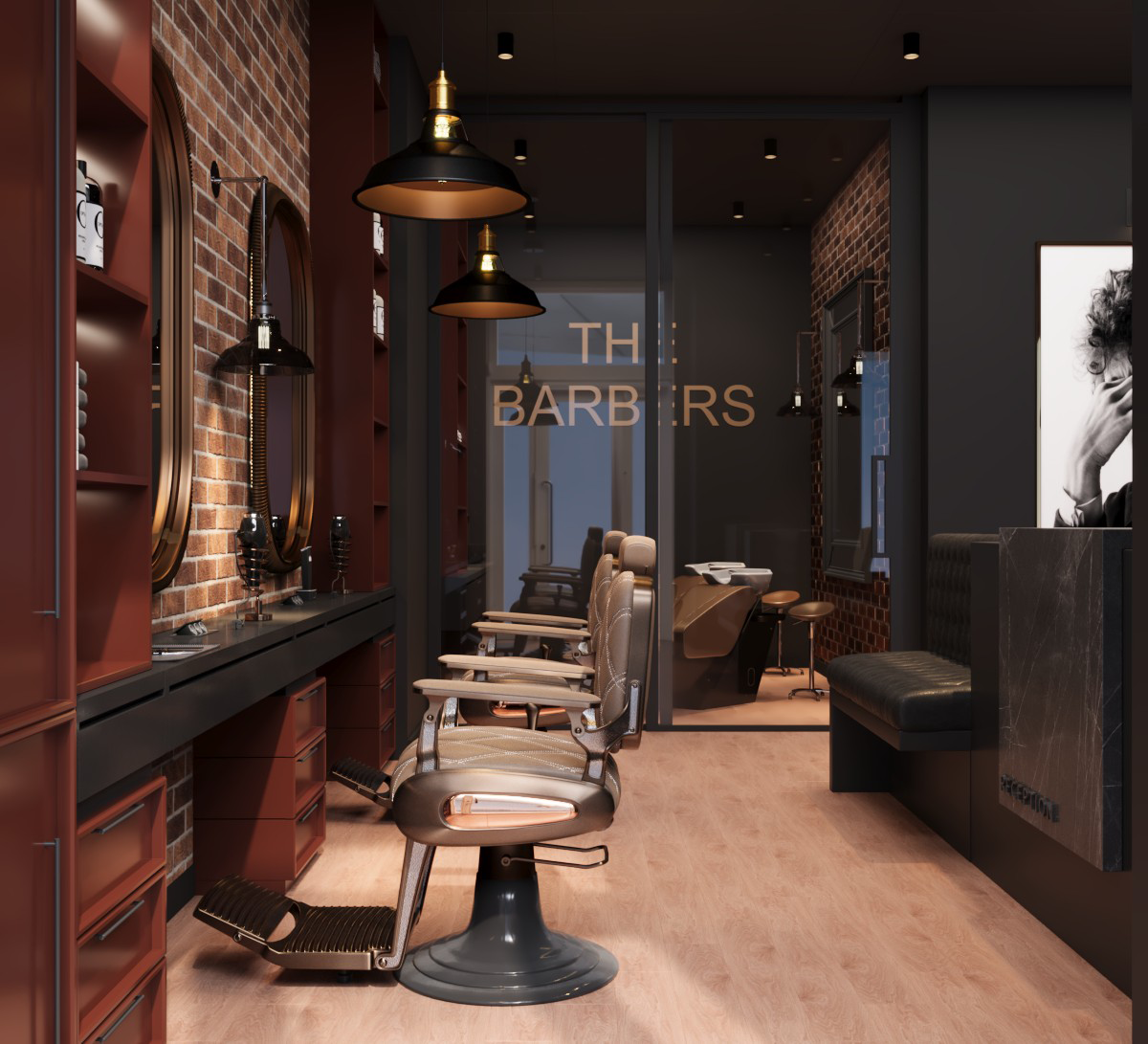 Interior Design Commercial Space Barber Shop Dubai UAE 2026