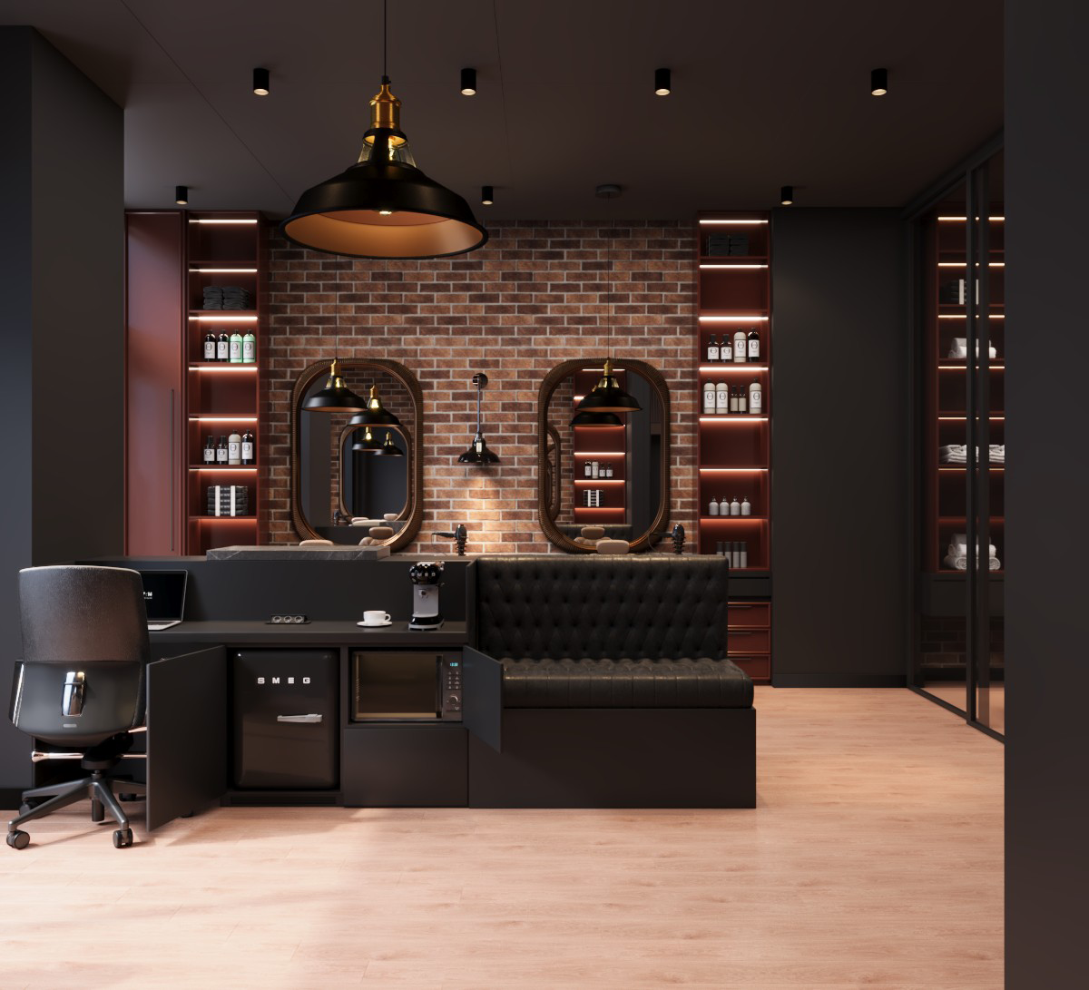 Interior Design Commercial Space Barber Shop Dubai UAE 2026