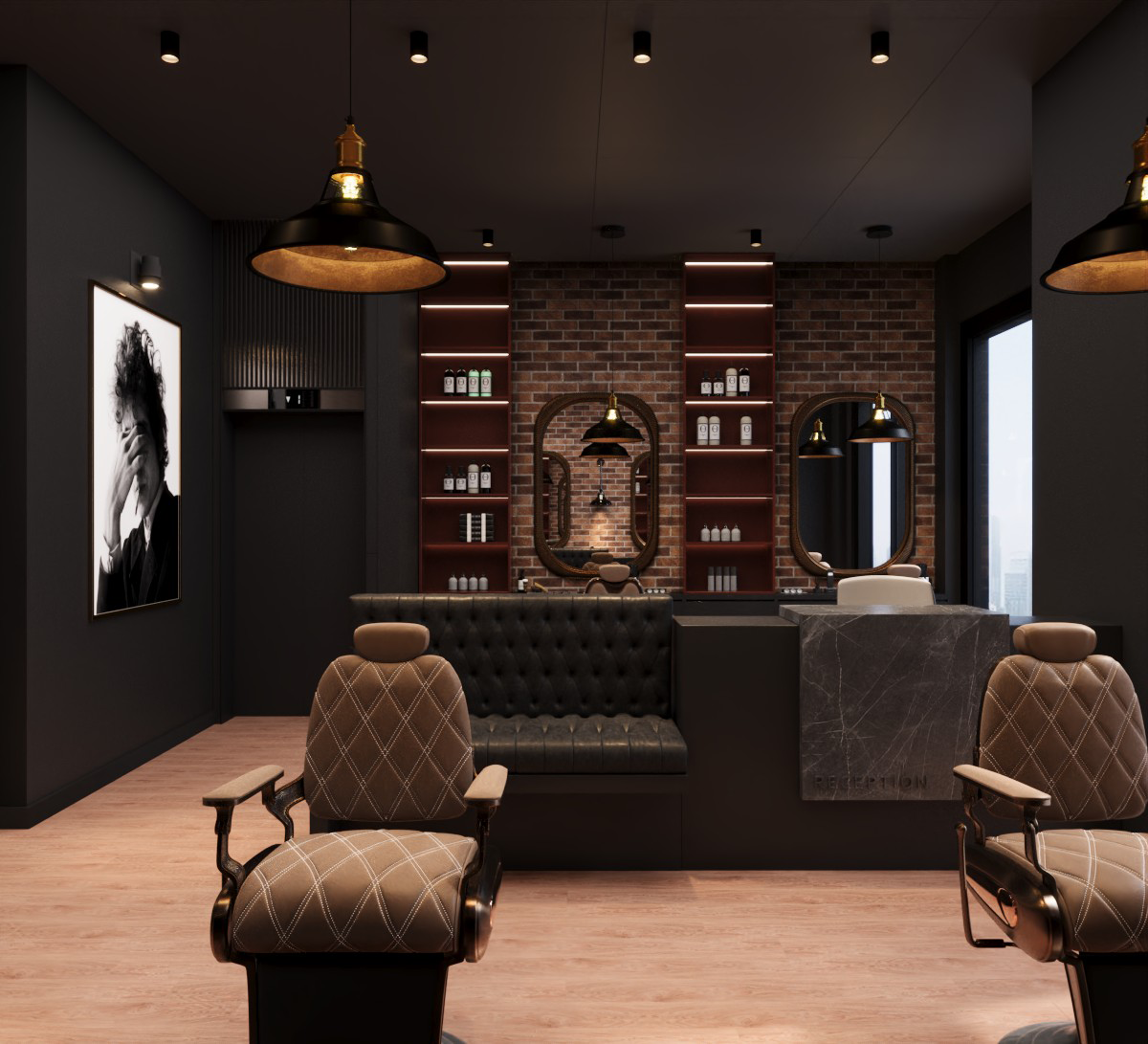 Interior Design Commercial Space Barber Shop Dubai UAE 2026