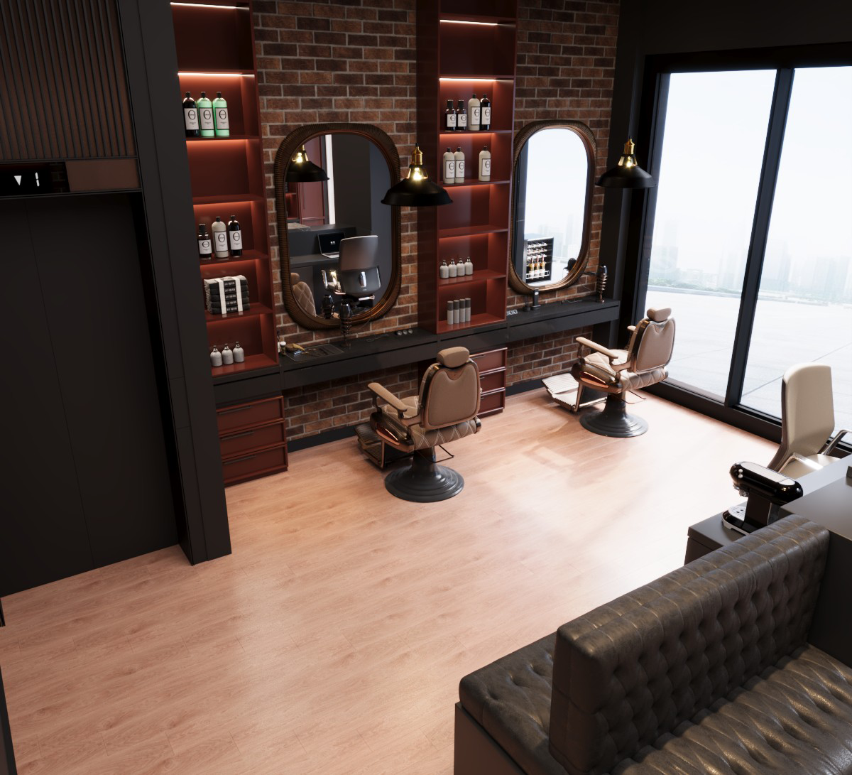 Interior Design Commercial Space Barber Shop Dubai UAE 2026