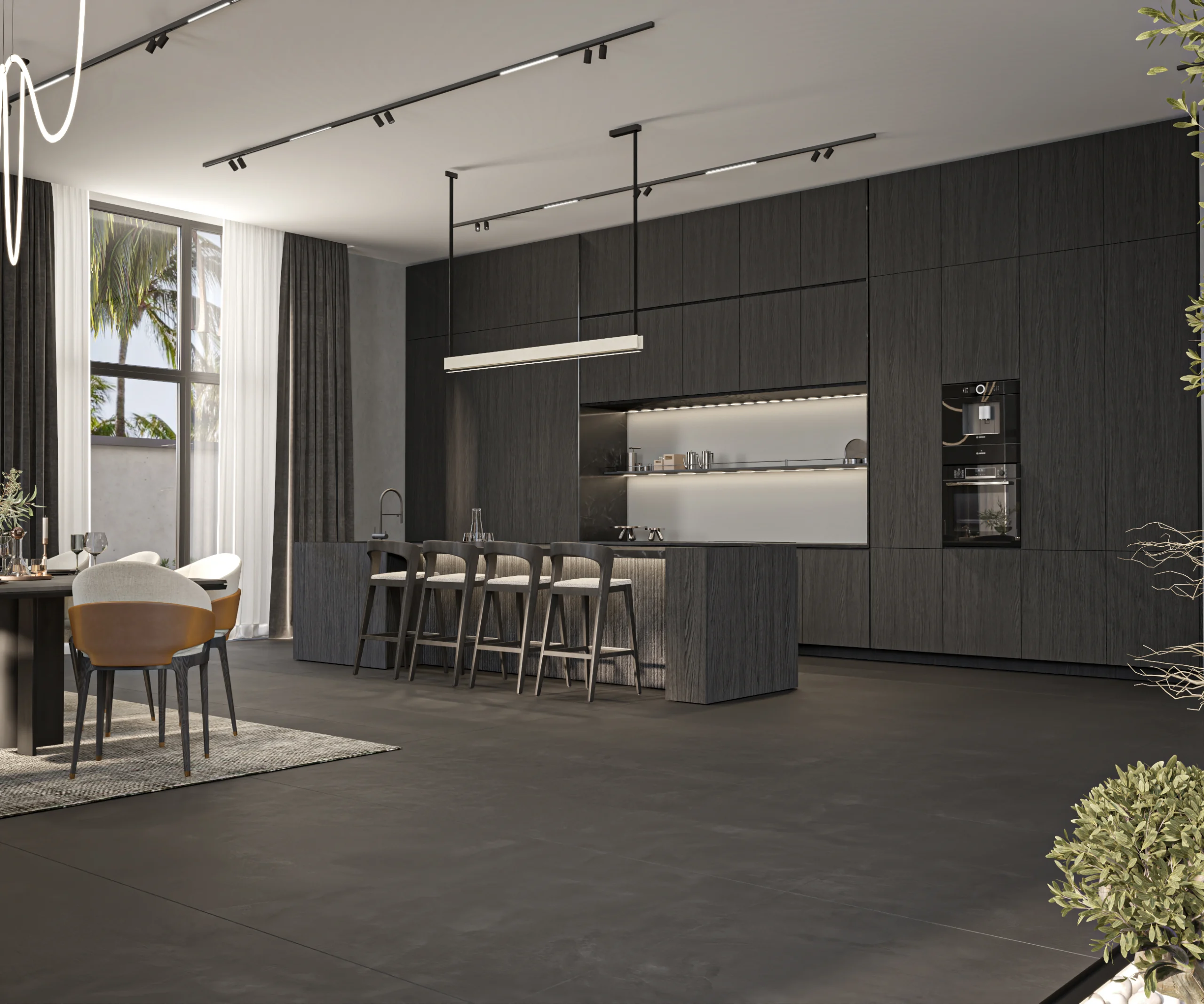 MBR Kitchen Space Bedroom Living Space Luxury Kitchen interior design complete build harooni design UAE - Dubai