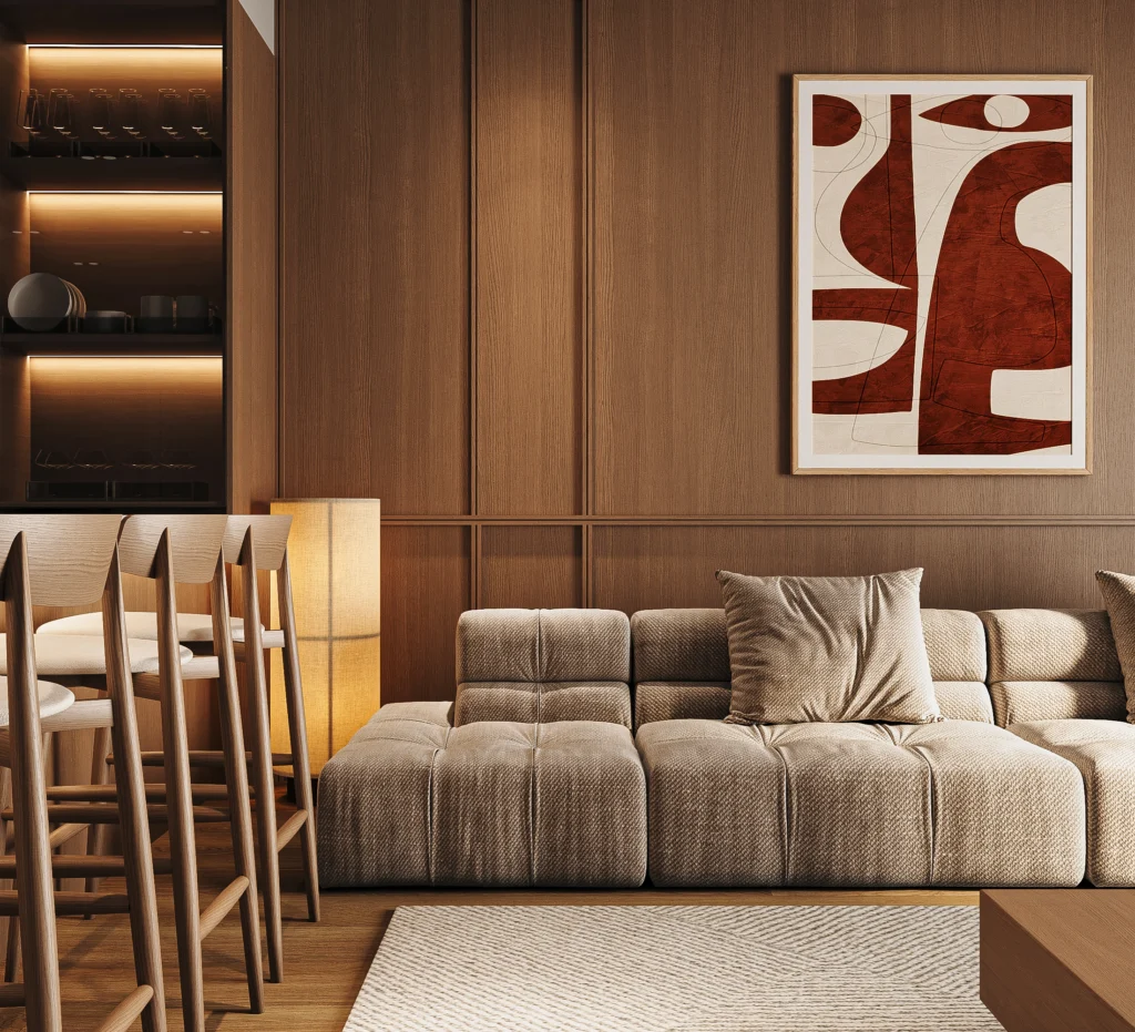 living room furnish and fit out harooni design Dubai. UAE